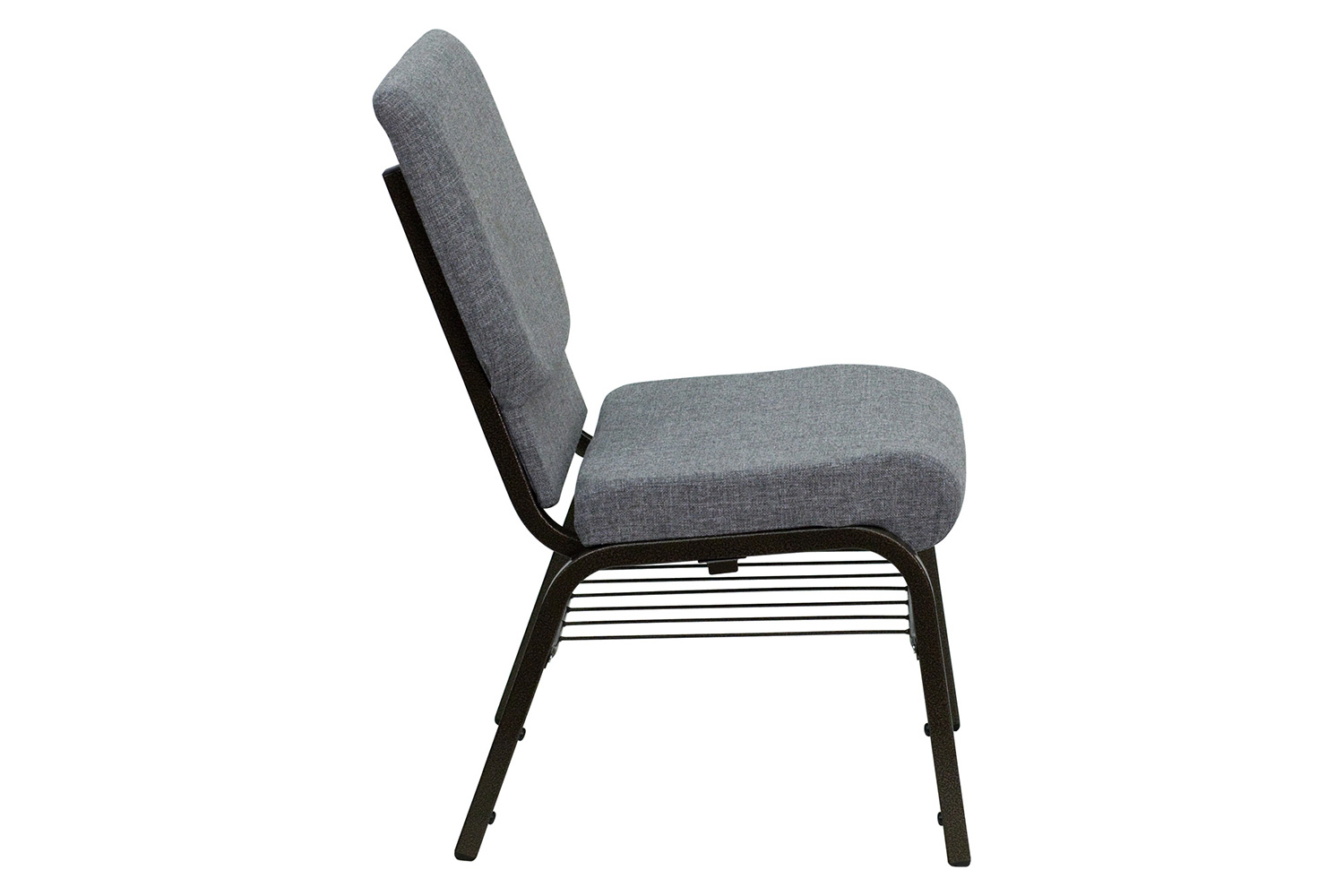 BLNK HERCULES Series Fabric Church Chair with Book Rack and Gold Vein Frame - Gray