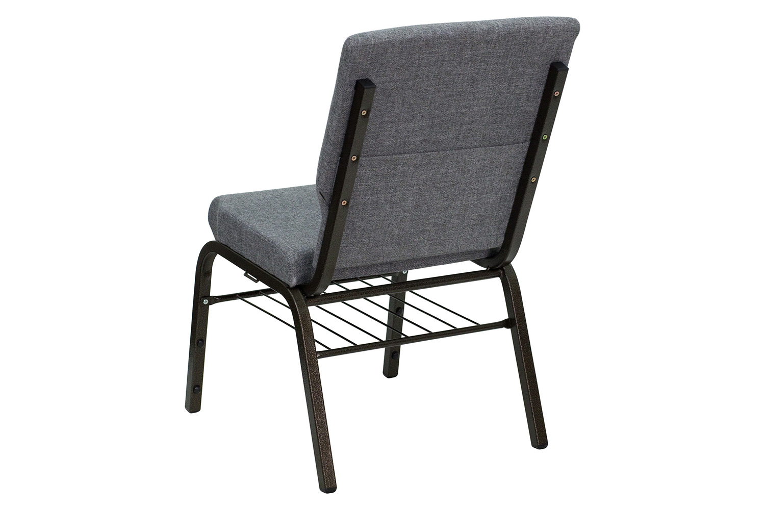 BLNK HERCULES Series Fabric Church Chair with Book Rack and Gold Vein Frame - Gray