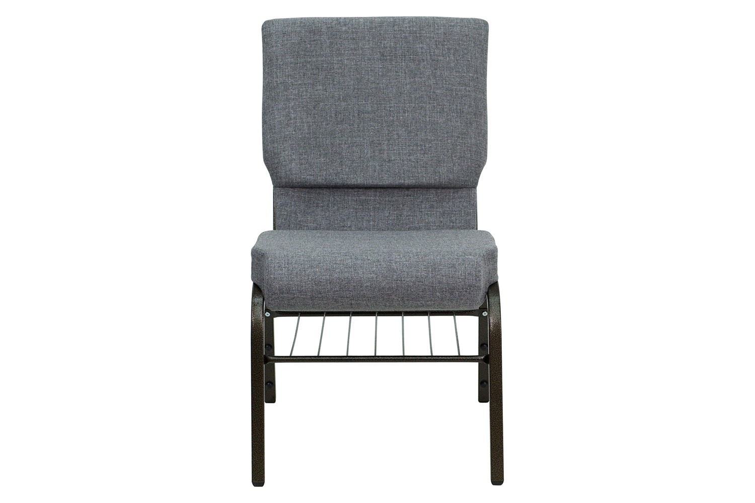 BLNK HERCULES Series Fabric Church Chair with Book Rack and Gold Vein Frame - Gray
