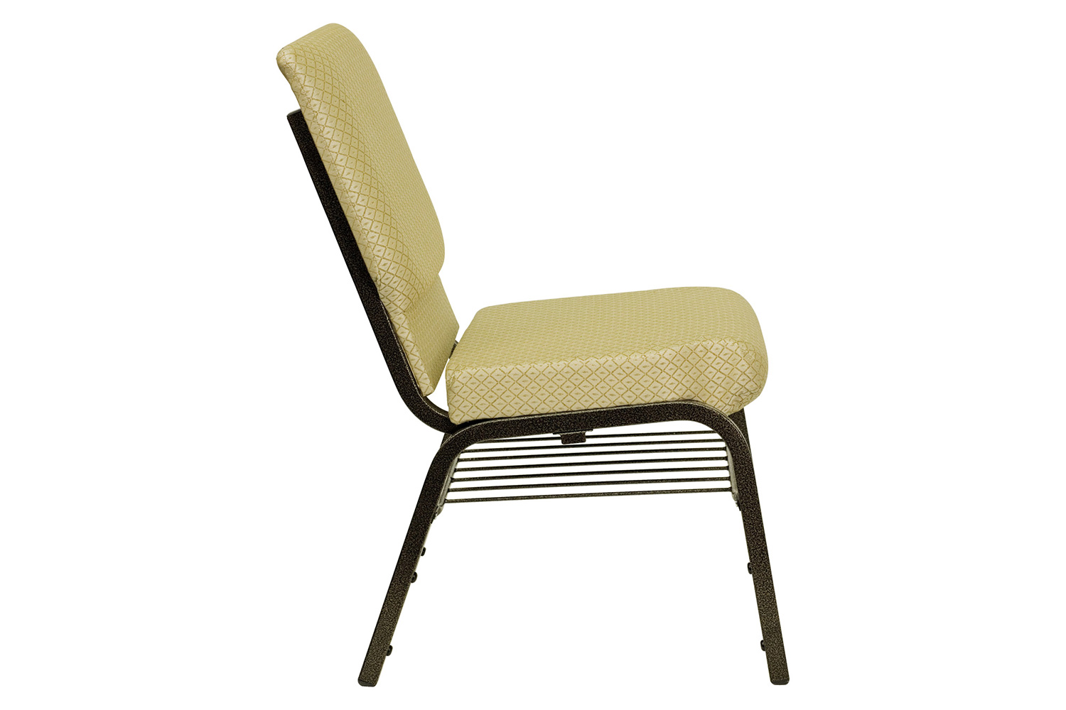 BLNK HERCULES Series Fabric Church Chair with Book Rack and Gold Vein Frame - Beige Patterned