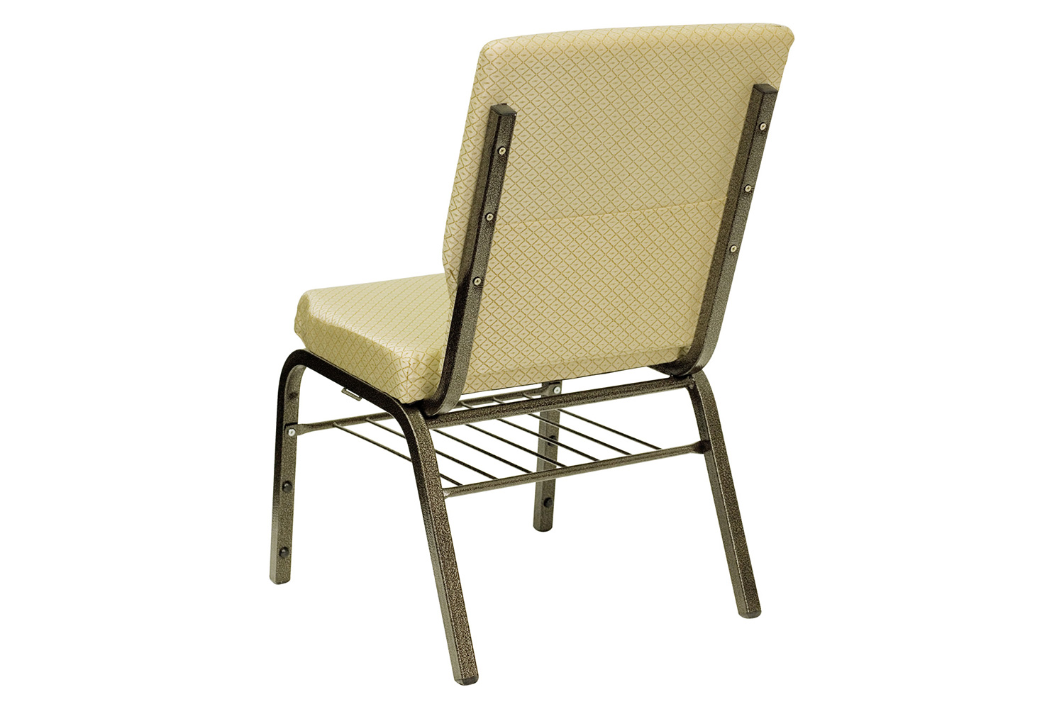 BLNK HERCULES Series Fabric Church Chair with Book Rack and Gold Vein Frame - Beige Patterned