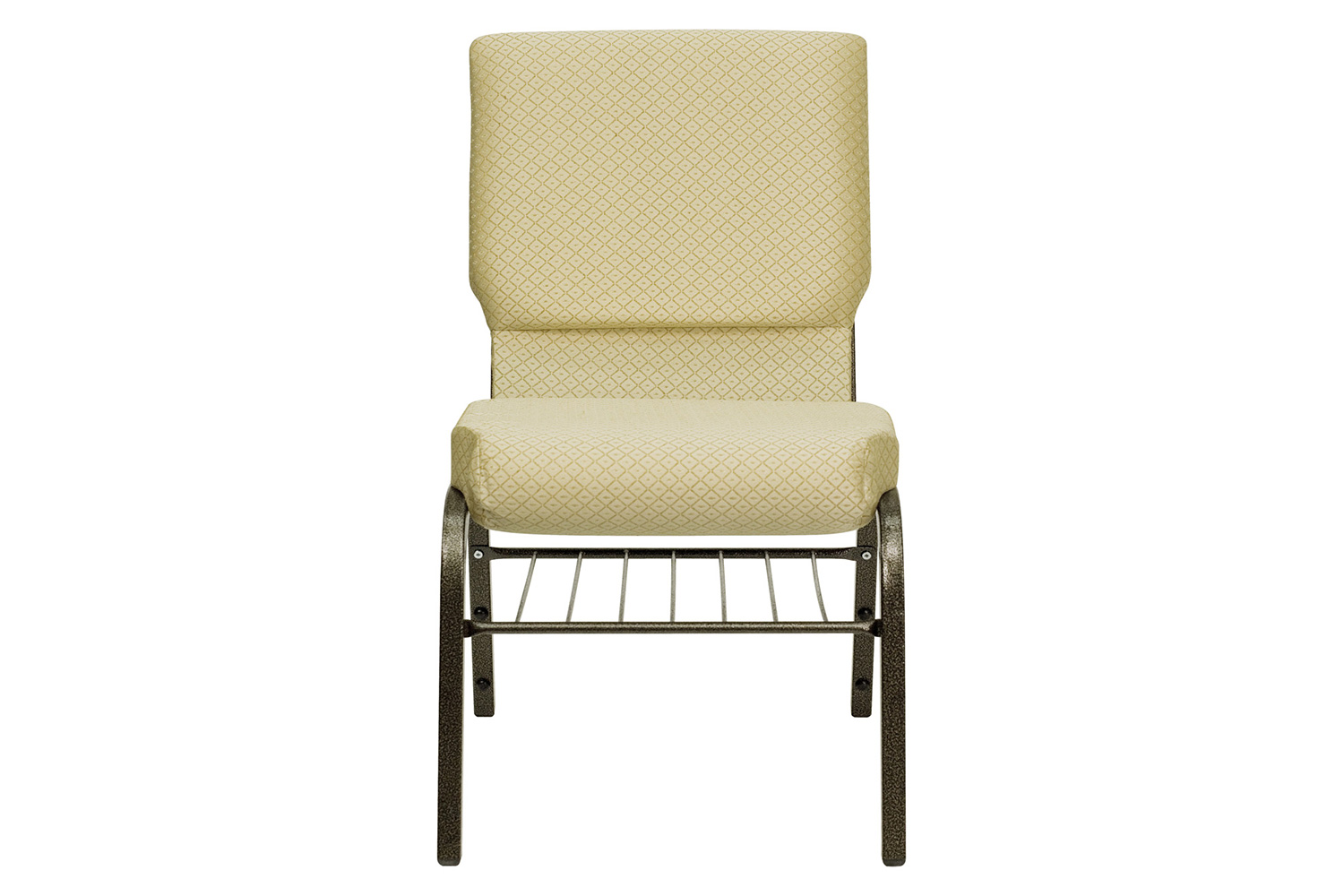 BLNK HERCULES Series Fabric Church Chair with Book Rack and Gold Vein Frame - Beige Patterned