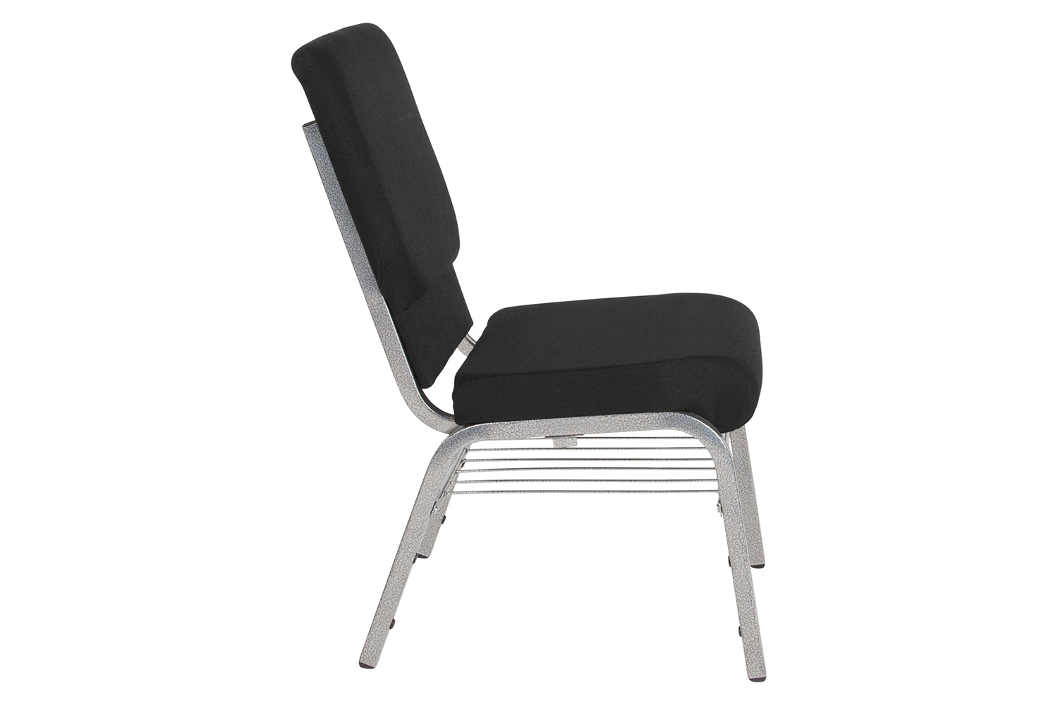 BLNK HERCULES Series Fabric Church Chair with Book Rack and Silver Vein Frame - Black
