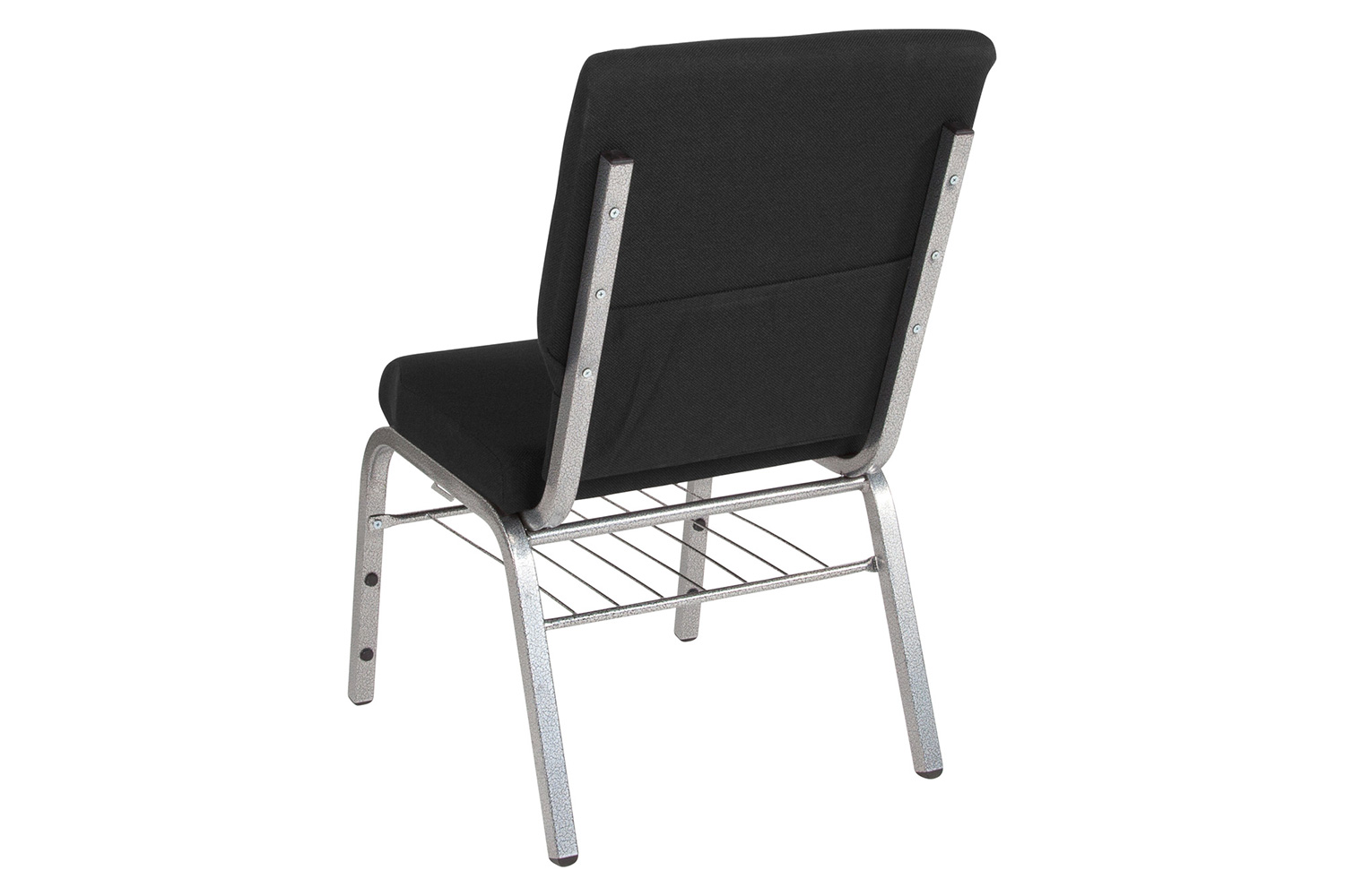 BLNK HERCULES Series Fabric Church Chair with Book Rack and Silver Vein Frame - Black