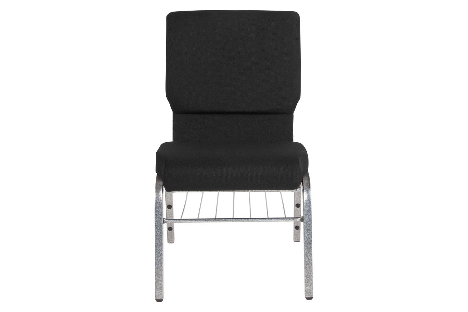 BLNK HERCULES Series Fabric Church Chair with Book Rack and Silver Vein Frame - Black