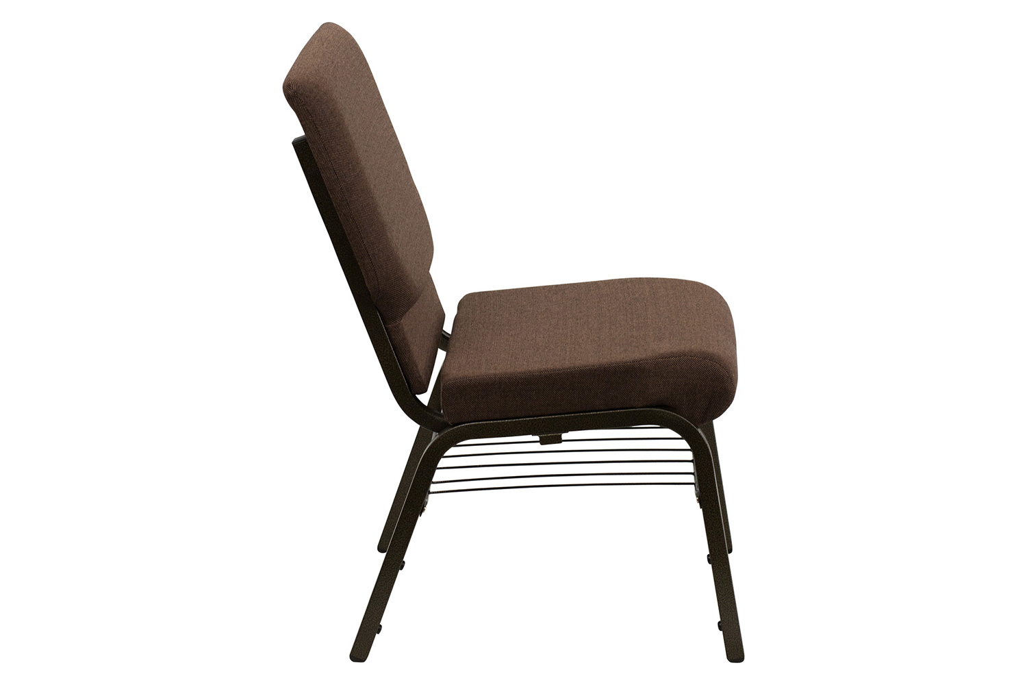 BLNK HERCULES Series Fabric Church Chair with Book Rack and Gold Vein Frame - Brown