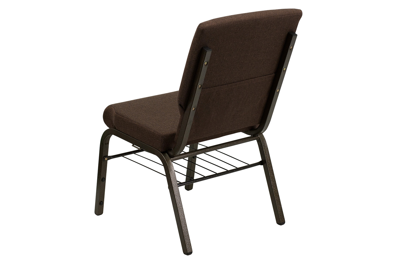 BLNK HERCULES Series Fabric Church Chair with Book Rack and Gold Vein Frame - Brown