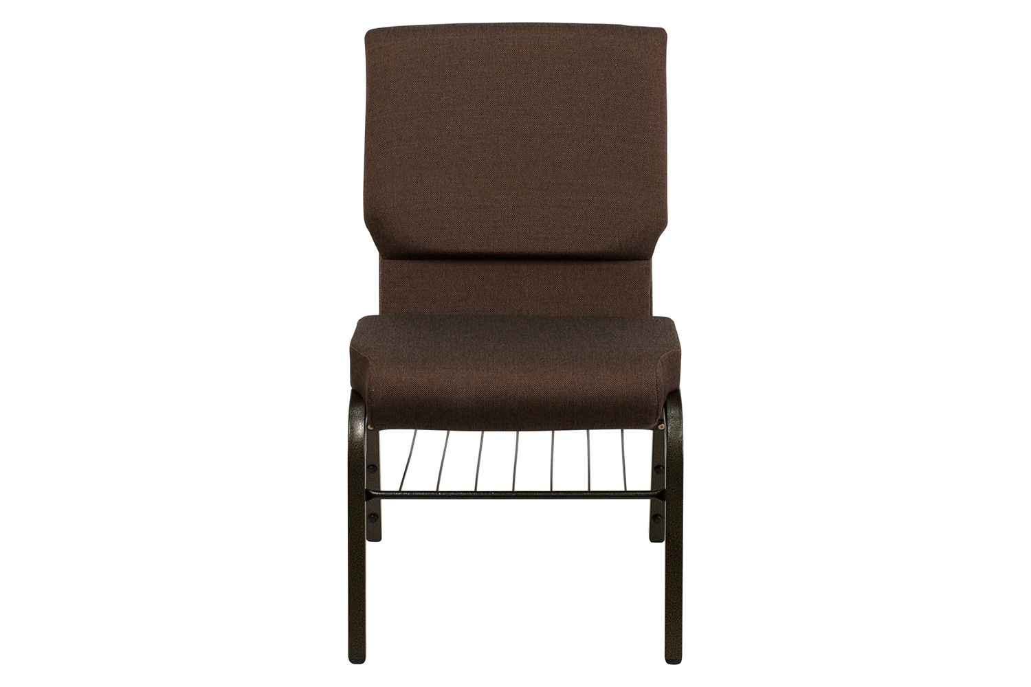 BLNK HERCULES Series Fabric Church Chair with Book Rack and Gold Vein Frame - Brown