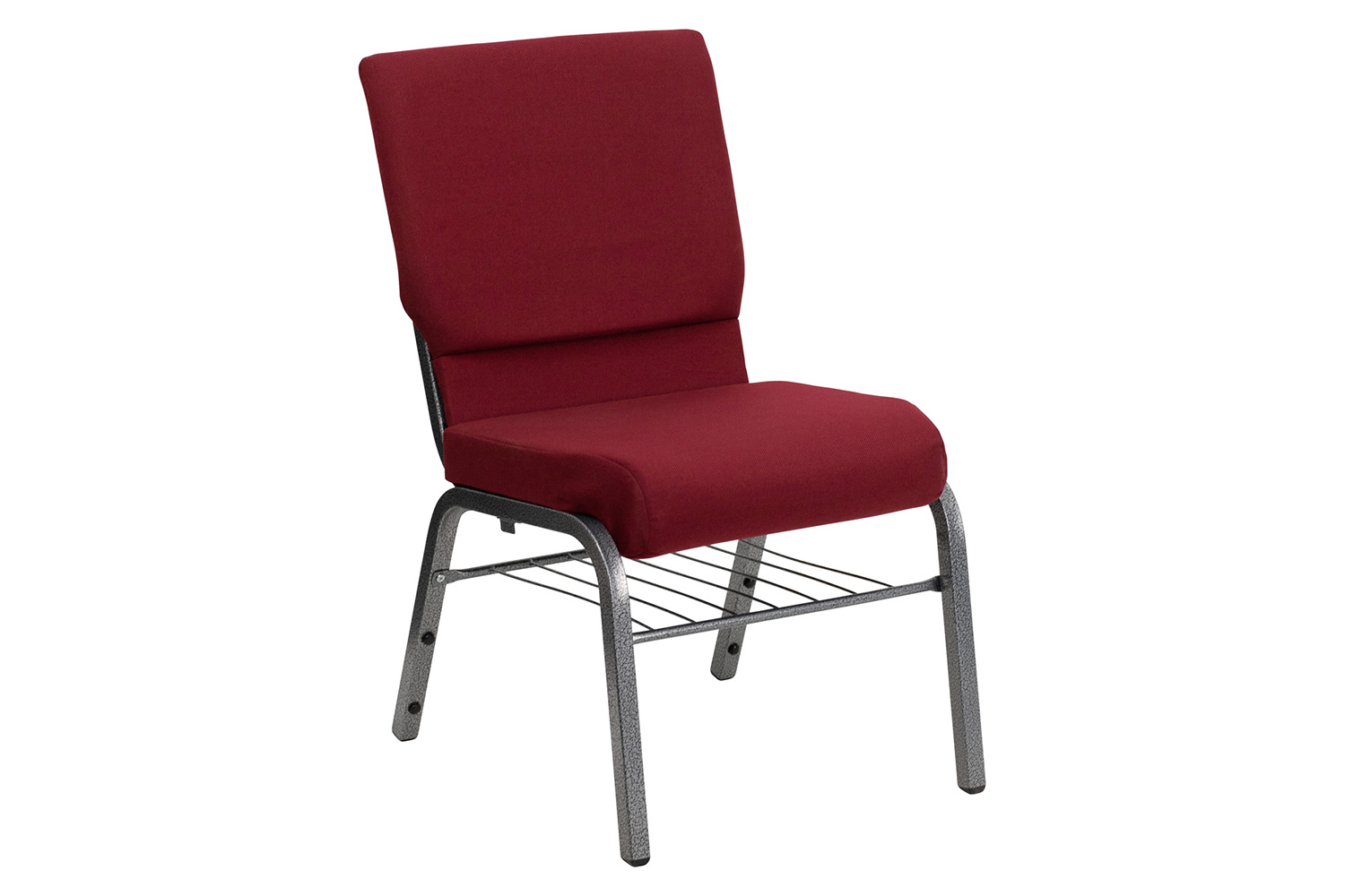BLNK HERCULES Series Fabric Church Chair with Book Rack and Silver Vein Frame - Burgundy