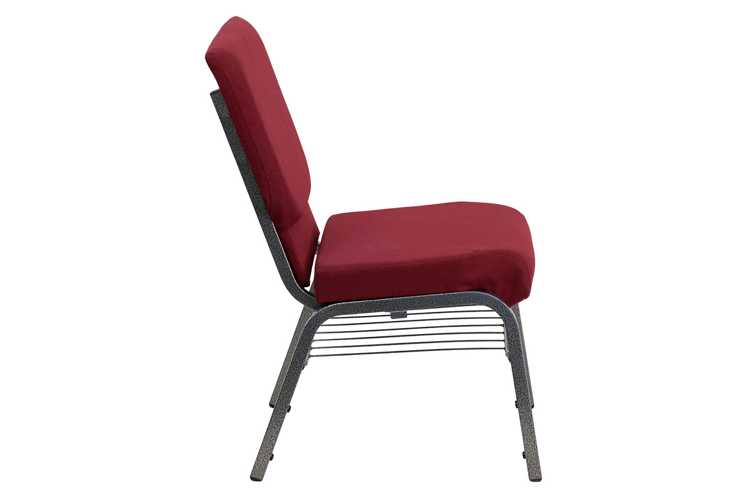 BLNK HERCULES Series Fabric Church Chair with Book Rack and Silver Vein Frame - Burgundy