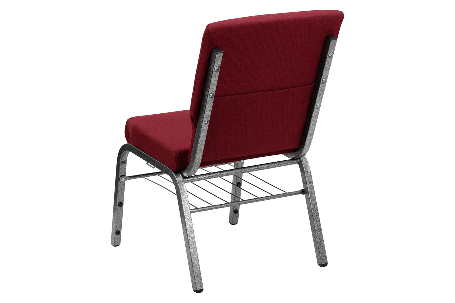 BLNK HERCULES Series Fabric Church Chair with Book Rack and Silver Vein Frame - Burgundy