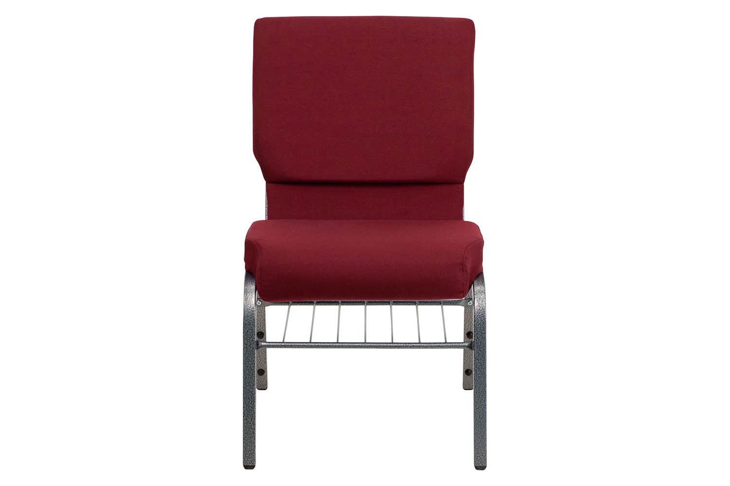 BLNK HERCULES Series Fabric Church Chair with Book Rack and Silver Vein Frame - Burgundy