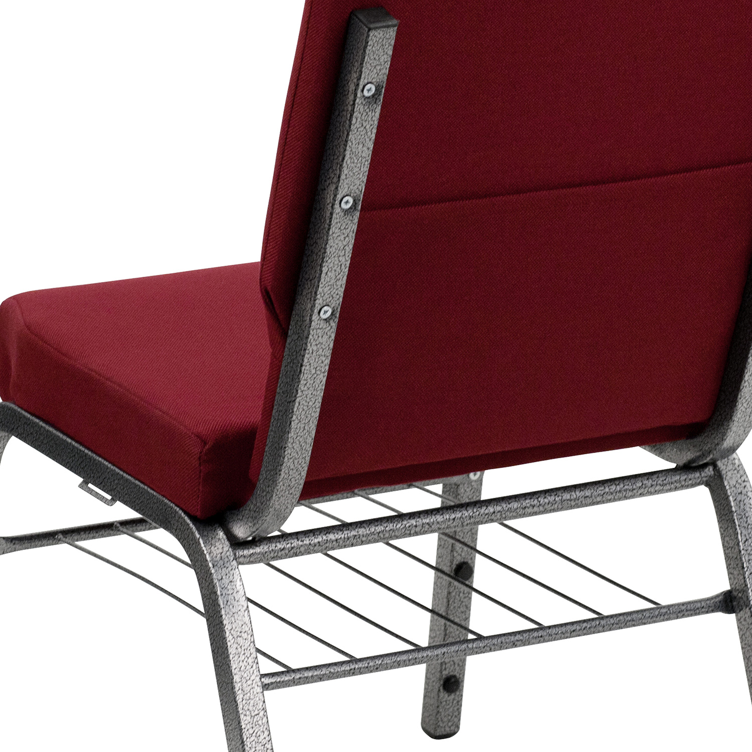 BLNK HERCULES Series Fabric Church Chair with Book Rack and Silver Vein Frame - Burgundy