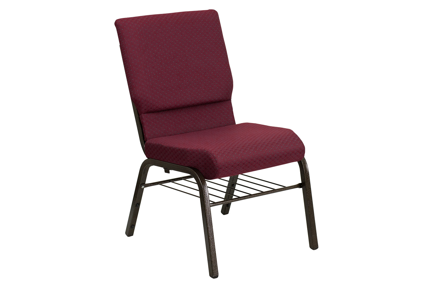 BLNK HERCULES Series Fabric Church Chair with Book Rack and Gold Vein Frame - Burgundy Patterned