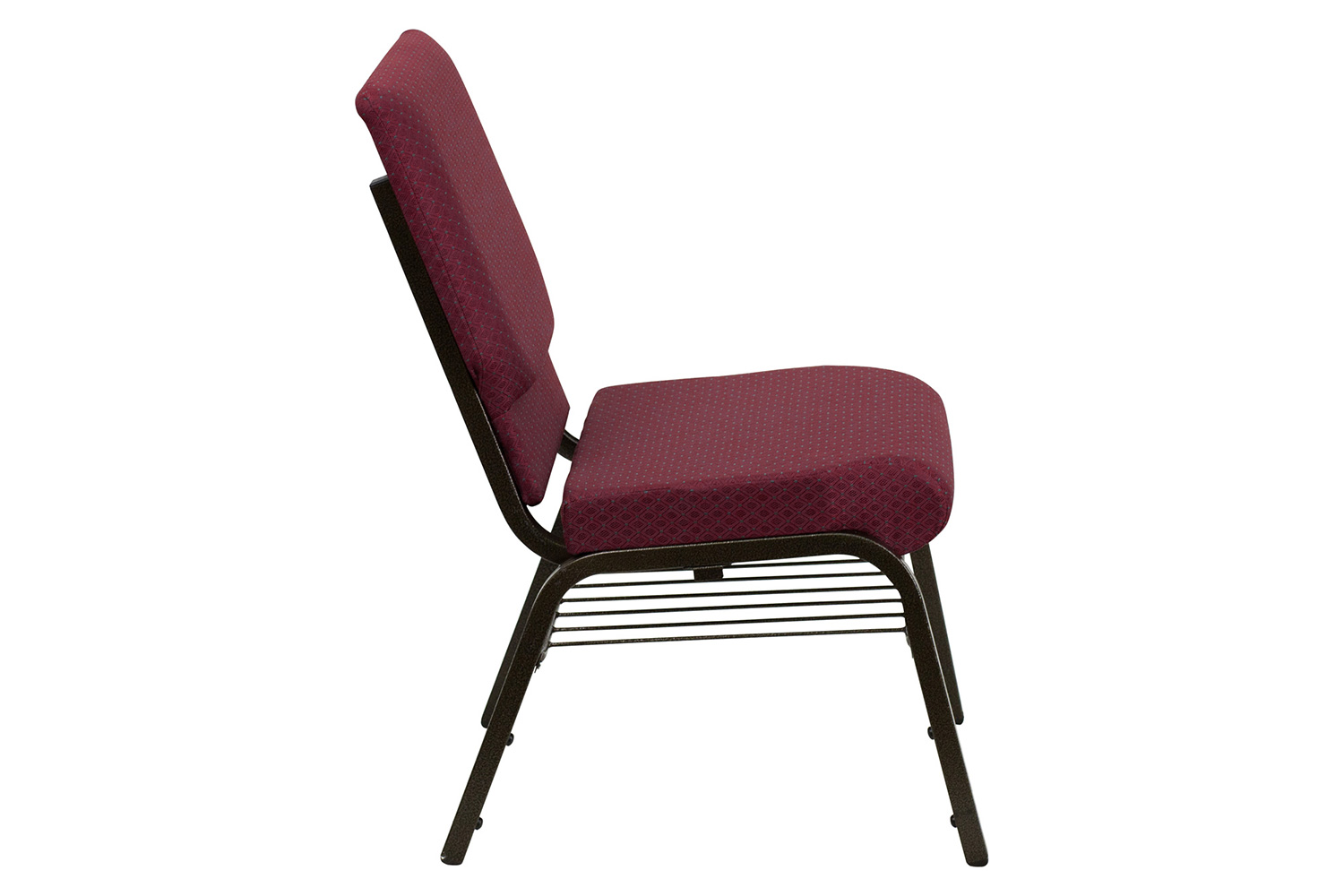 BLNK HERCULES Series Fabric Church Chair with Book Rack and Gold Vein Frame - Burgundy Patterned