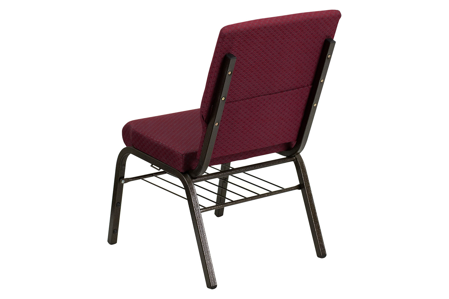 BLNK HERCULES Series Fabric Church Chair with Book Rack and Gold Vein Frame - Burgundy Patterned