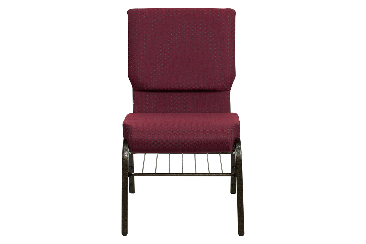 BLNK HERCULES Series Fabric Church Chair with Book Rack and Gold Vein Frame - Burgundy Patterned