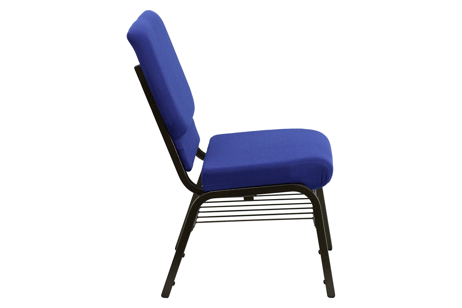 BLNK HERCULES Series Fabric Church Chair with Book Rack and Gold Vein Frame - Navy Blue