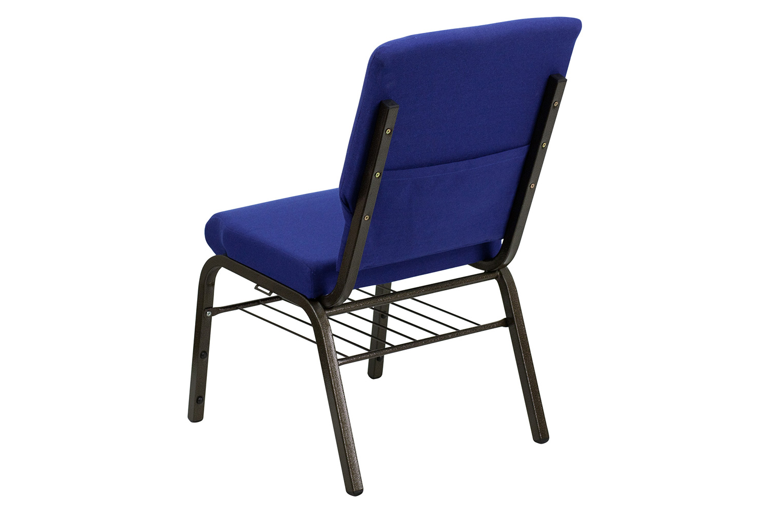 BLNK HERCULES Series Fabric Church Chair with Book Rack and Gold Vein Frame - Navy Blue
