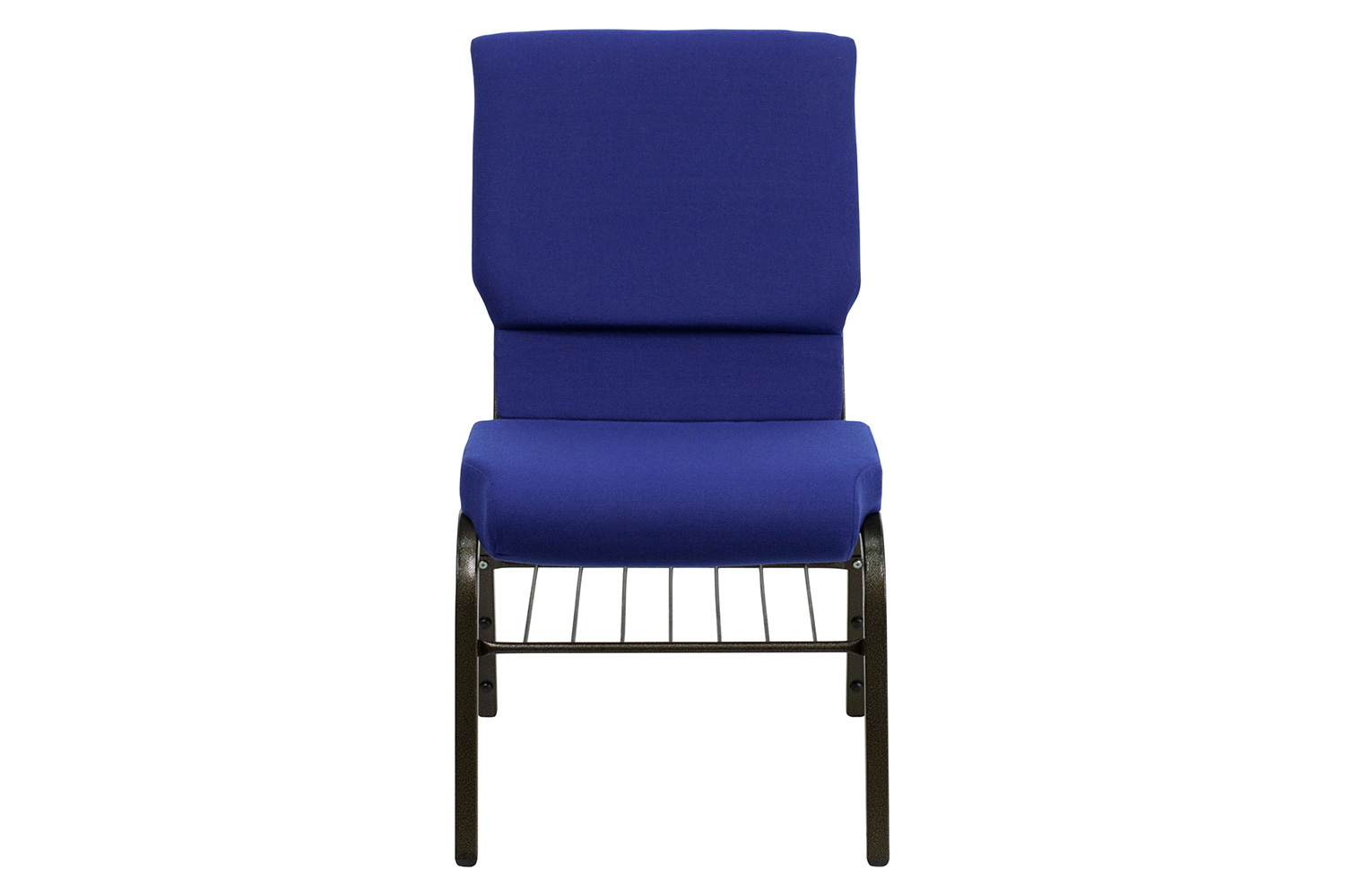 BLNK HERCULES Series Fabric Church Chair with Book Rack and Gold Vein Frame - Navy Blue