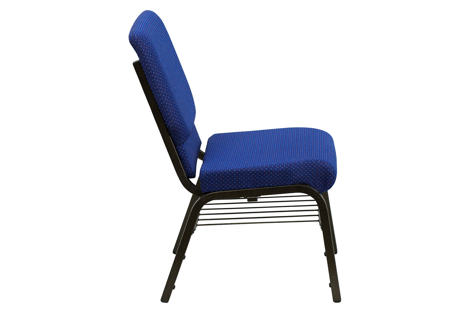 BLNK HERCULES Series Fabric Church Chair with Book Rack and Gold Vein Frame - Navy Blue Patterned