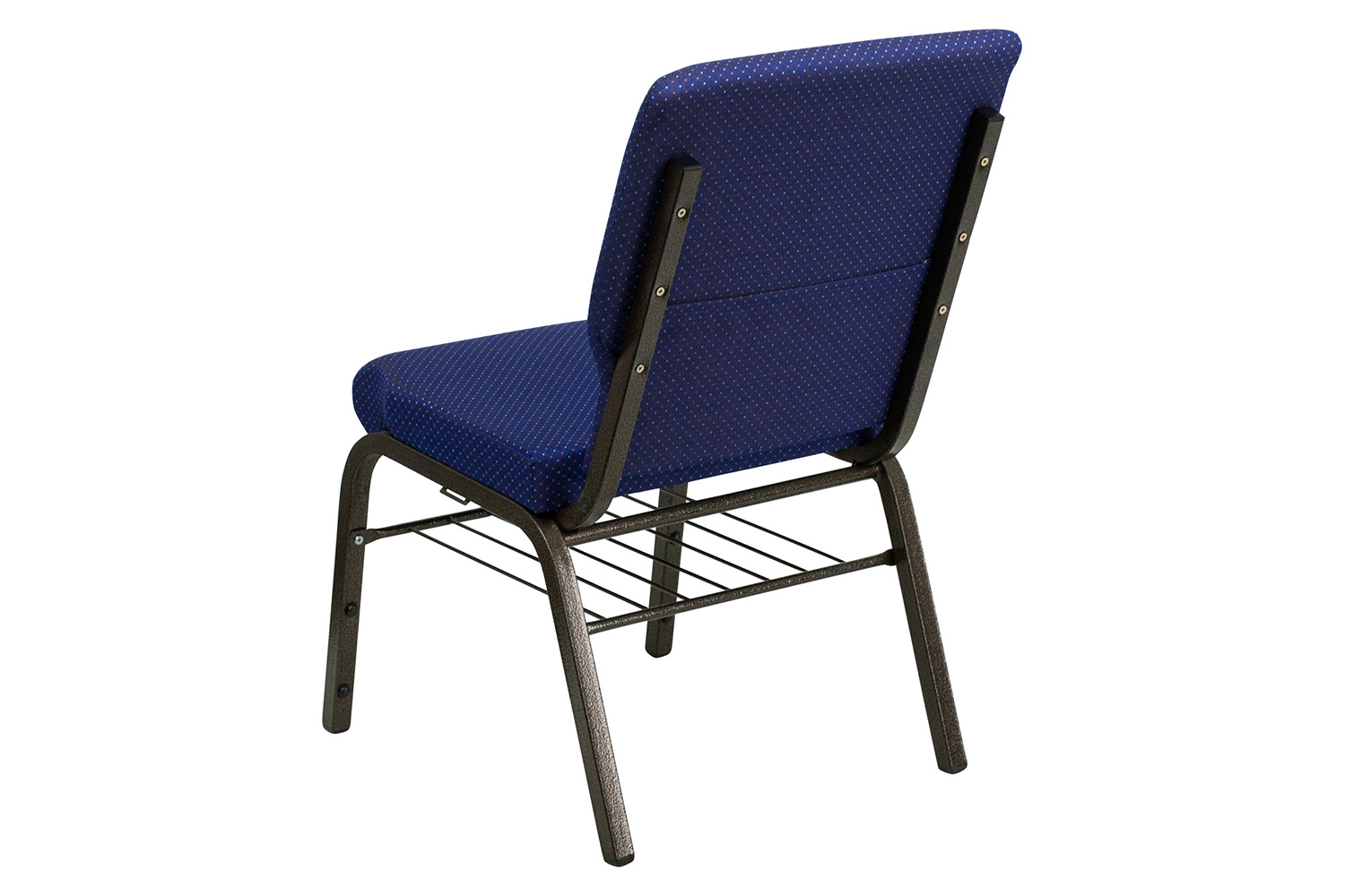 BLNK HERCULES Series Fabric Church Chair with Book Rack and Gold Vein Frame - Navy Blue Patterned