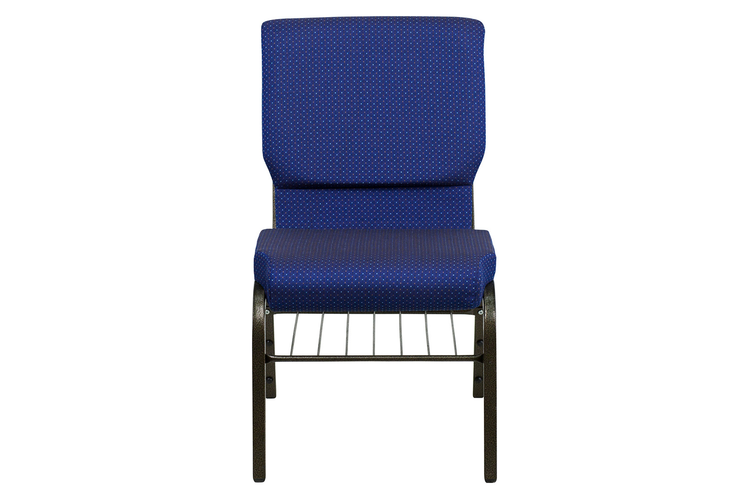 BLNK HERCULES Series Fabric Church Chair with Book Rack and Gold Vein Frame - Navy Blue Patterned