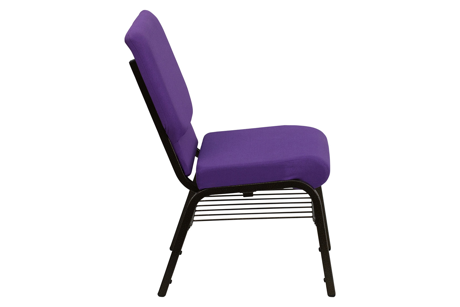 BLNK HERCULES Series Fabric Church Chair with Book Rack and Gold Vein Frame - Purple
