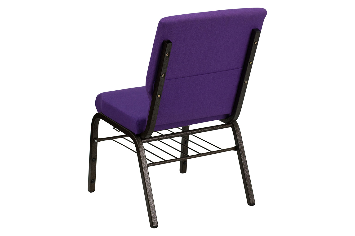 BLNK HERCULES Series Fabric Church Chair with Book Rack and Gold Vein Frame - Purple