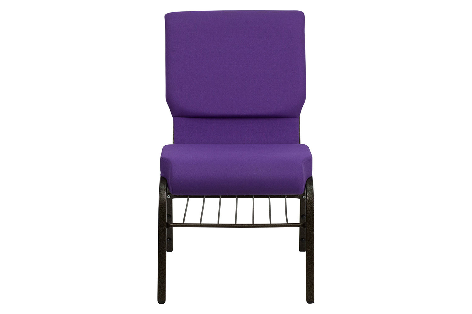 BLNK HERCULES Series Fabric Church Chair with Book Rack and Gold Vein Frame - Purple