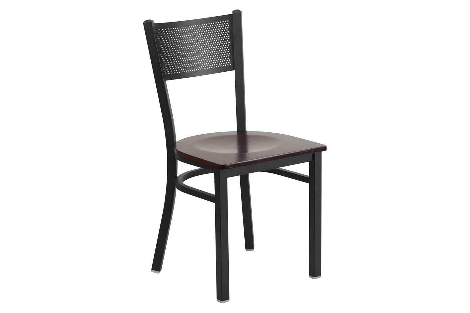BLNK - HERCULES Series Black Metal Grid Back Restaurant Chair with Wood Seat