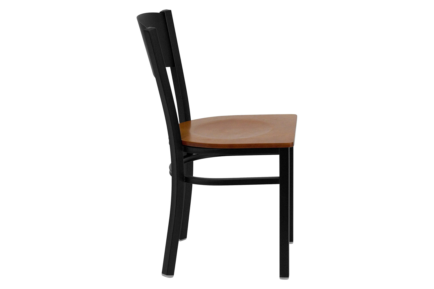 BLNK HERCULES Series Black Metal Circle Back Restaurant Chair with Wood Seat - Cherry