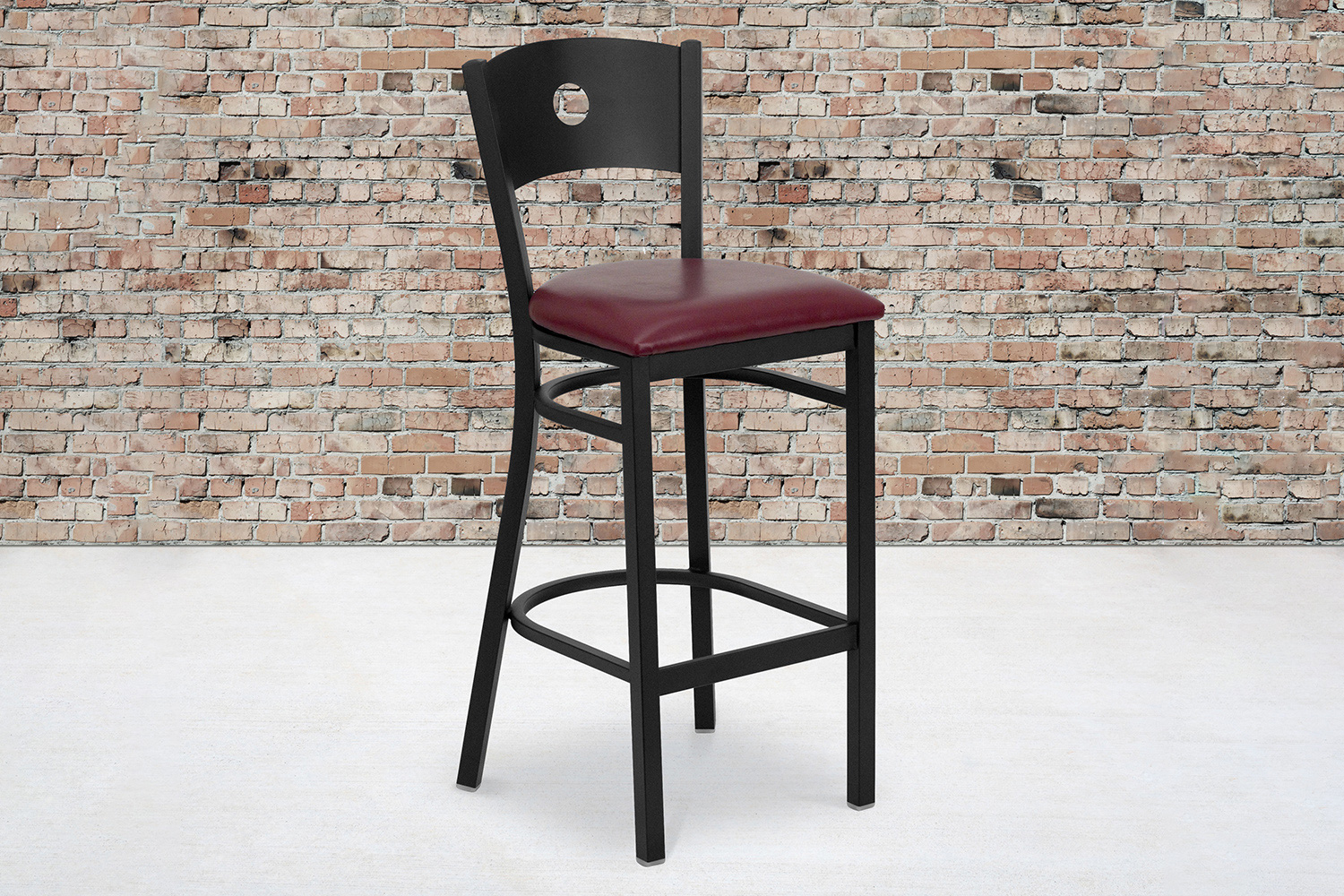 BLNK - HERCULES Series Black Metal Circle Back Restaurant Bar Stool with Vinyl Seat