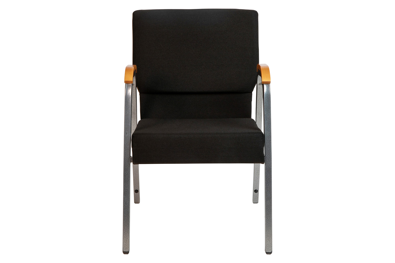 BLNK HERCULES Series Fabric Stacking Wood Accent Arm Church Chair with Silver Vein Frame - Black