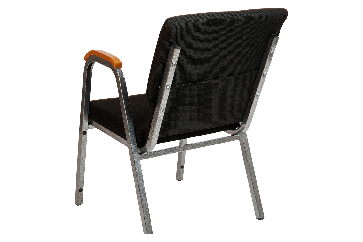 BLNK HERCULES Series Fabric Stacking Wood Accent Arm Church Chair with Silver Vein Frame - Black