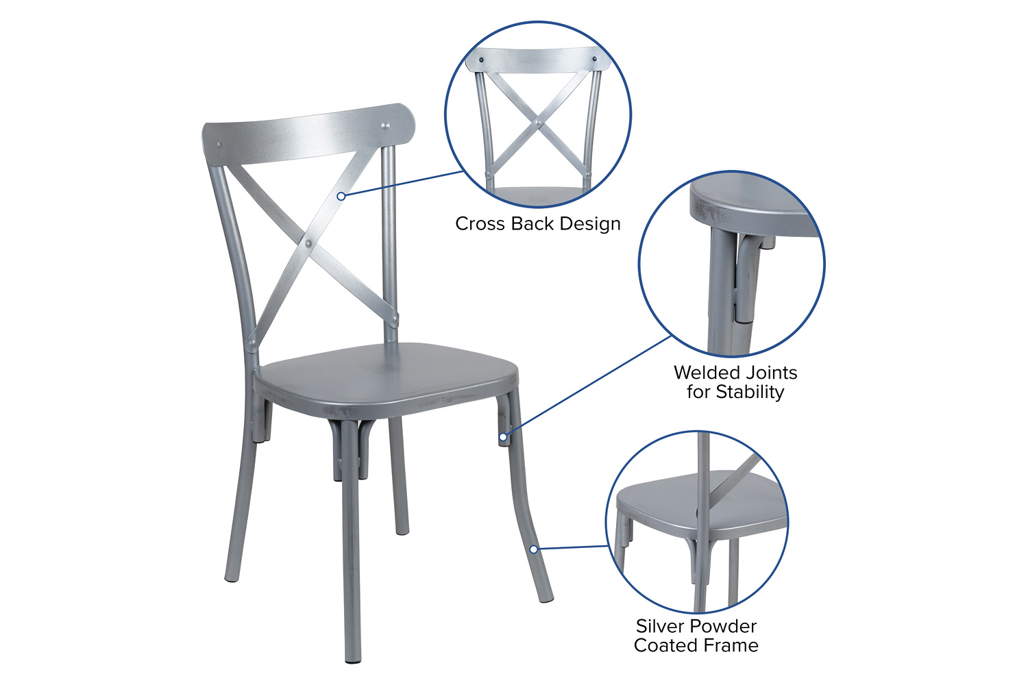 BLNK - Metal Cross Back Dining Chair