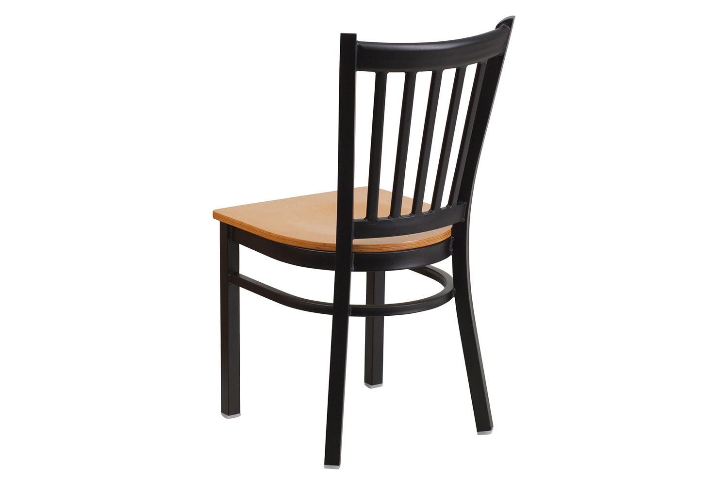 BLNK HERCULES Series Black Metal Vertical Back Restaurant Chair with Wood Seat - Natural