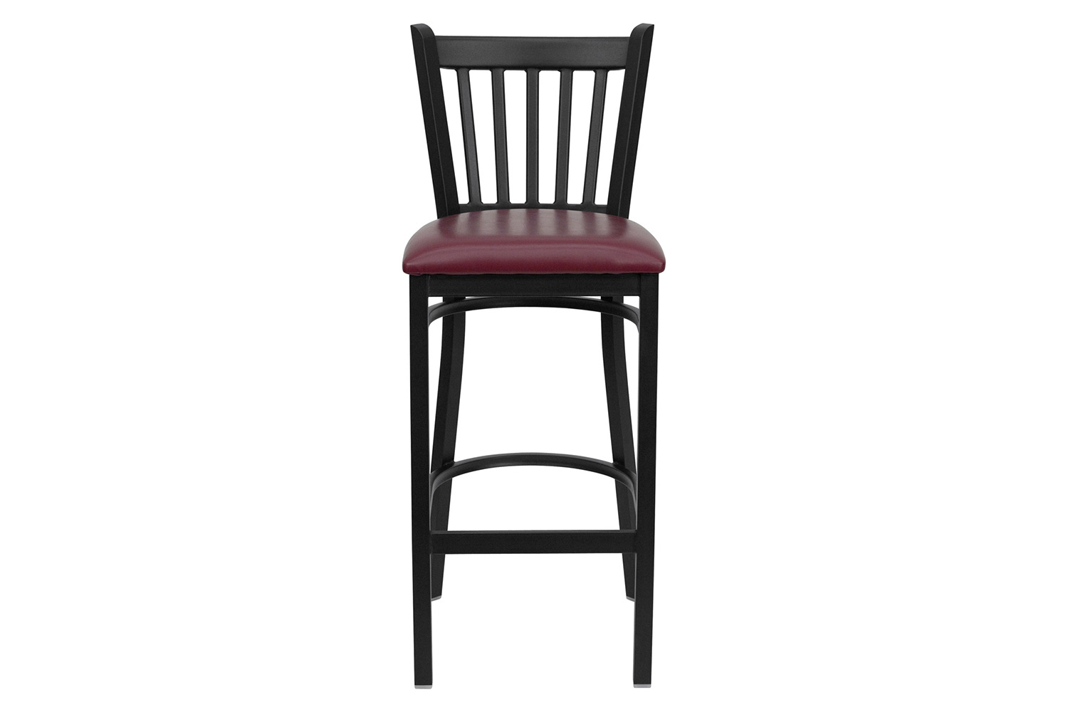 BLNK HERCULES Series Black Metal Vertical Back Restaurant Bar Stool with Vinyl Seat - Burgundy