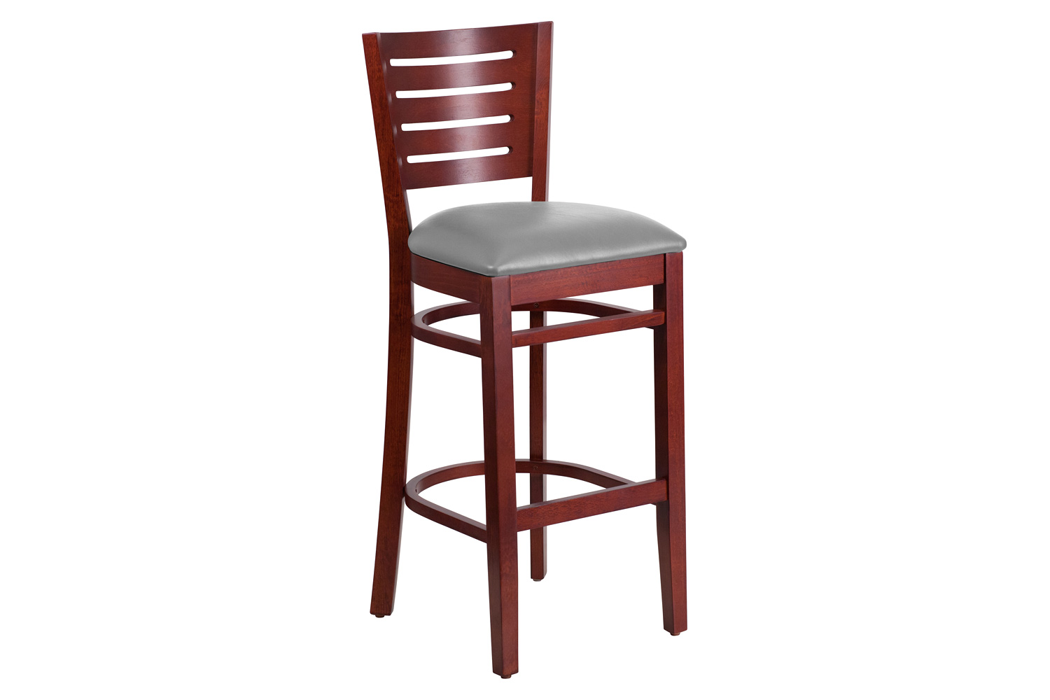 BLNK - Darby Series Wood Slat Back Restaurant Bar Stool with Custom Upholstered Seat