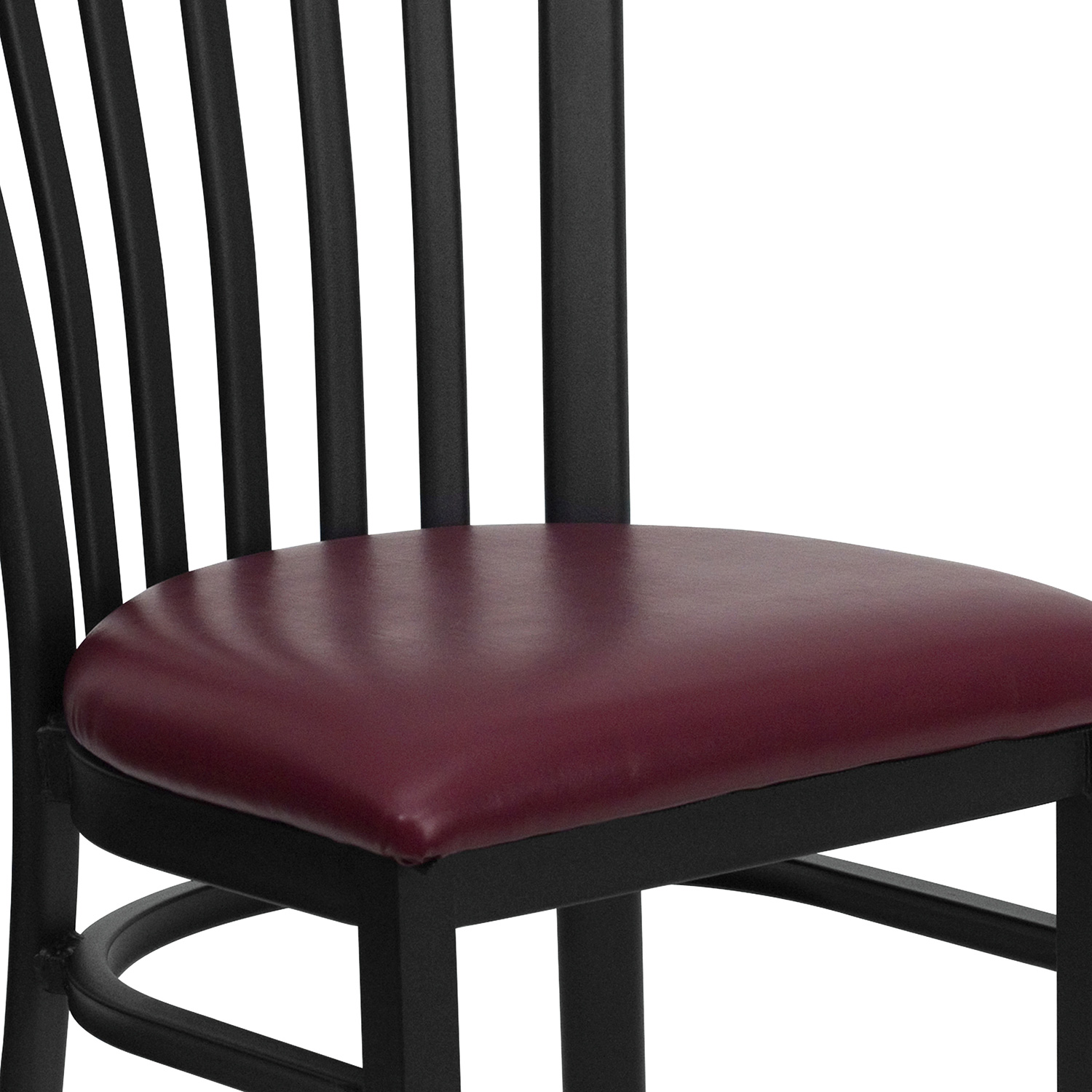 BLNK HERCULES Series Black Metal School House Back Restaurant Chair with Vinyl Seat - Burgundy