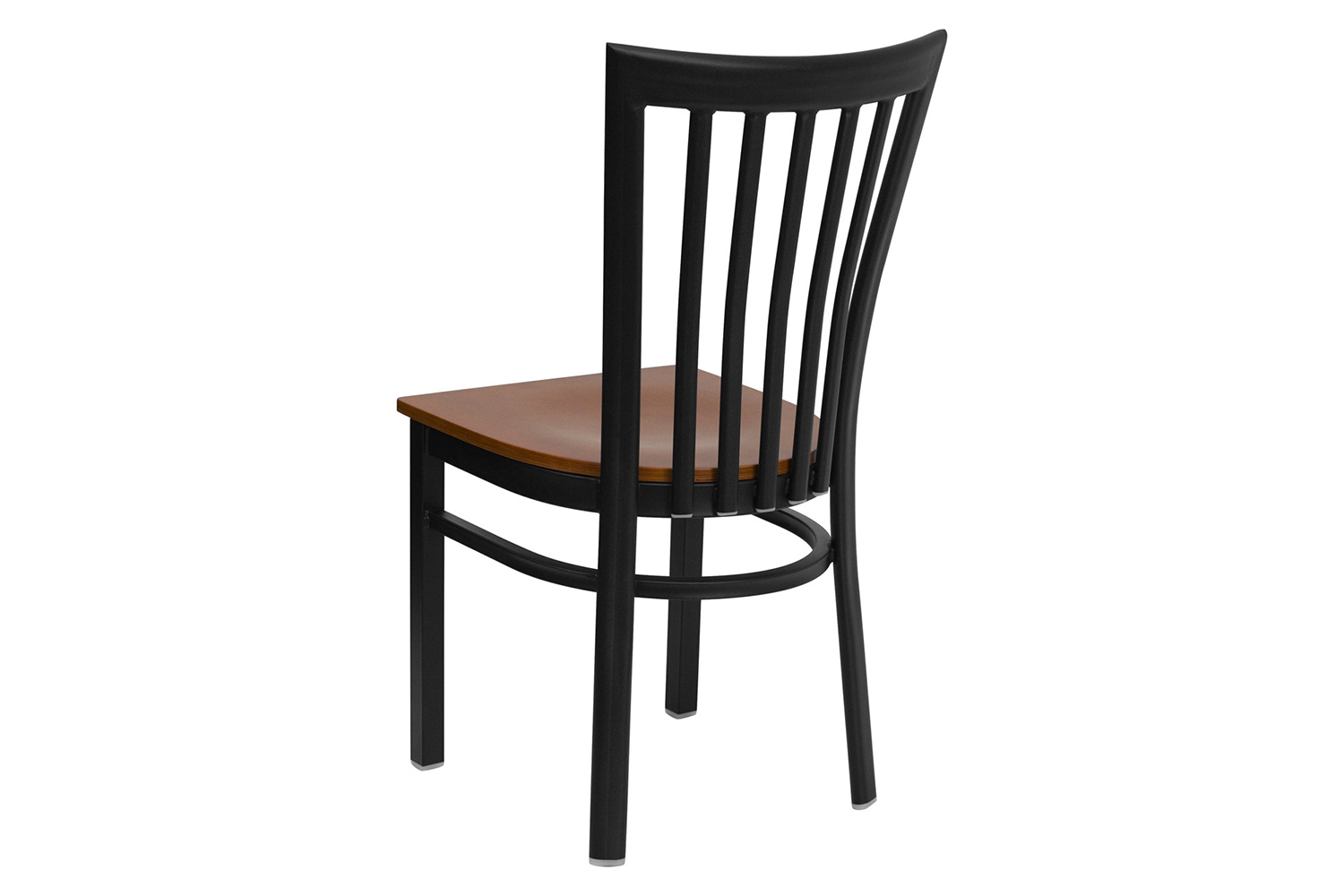 BLNK HERCULES Series Black Metal School House Back Restaurant Chair with Wood Seat - Cherry