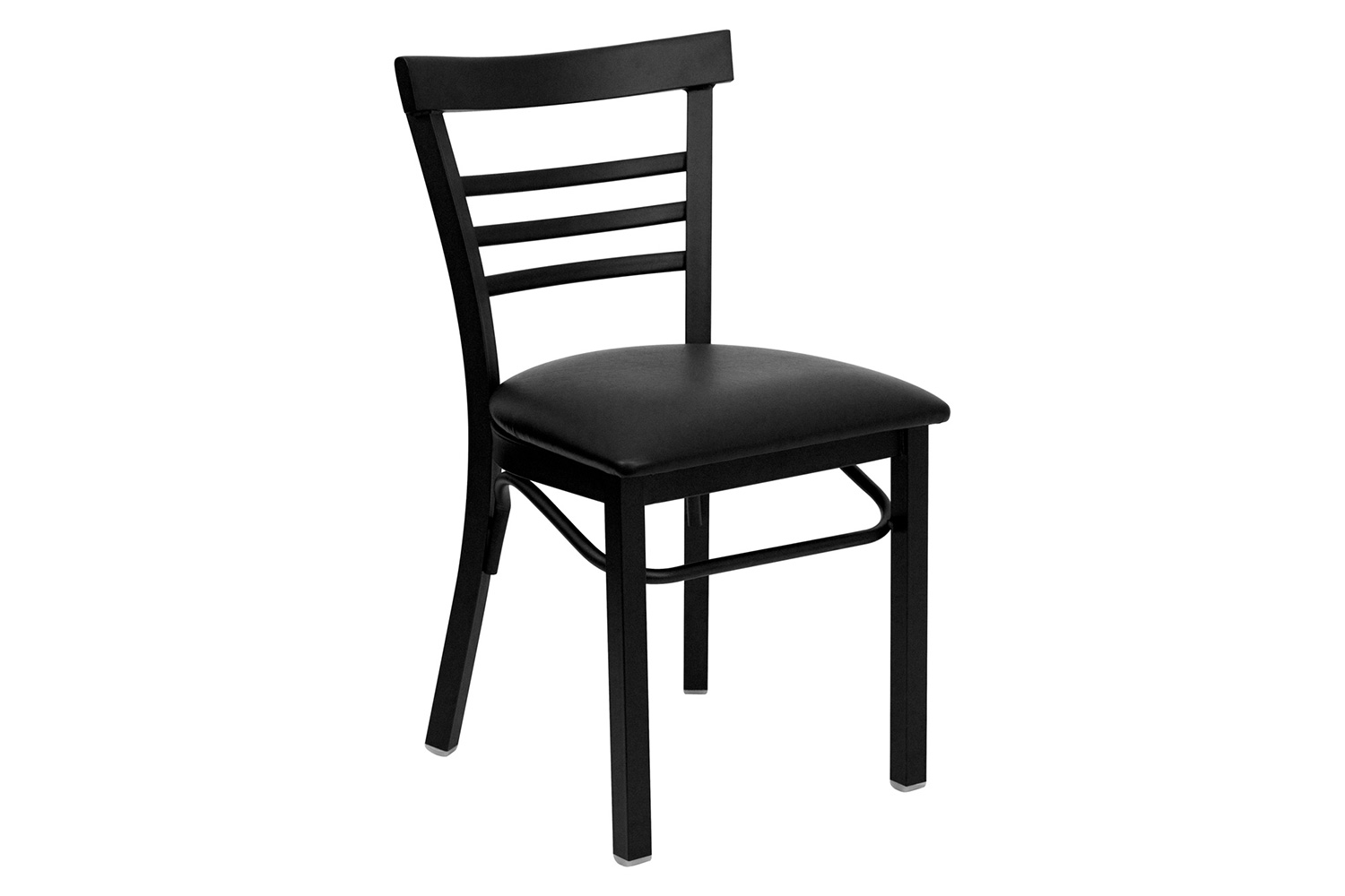 BLNK - HERCULES Series Black Metal Three-Slat Ladder Back Restaurant Chair with Vinyl Seat