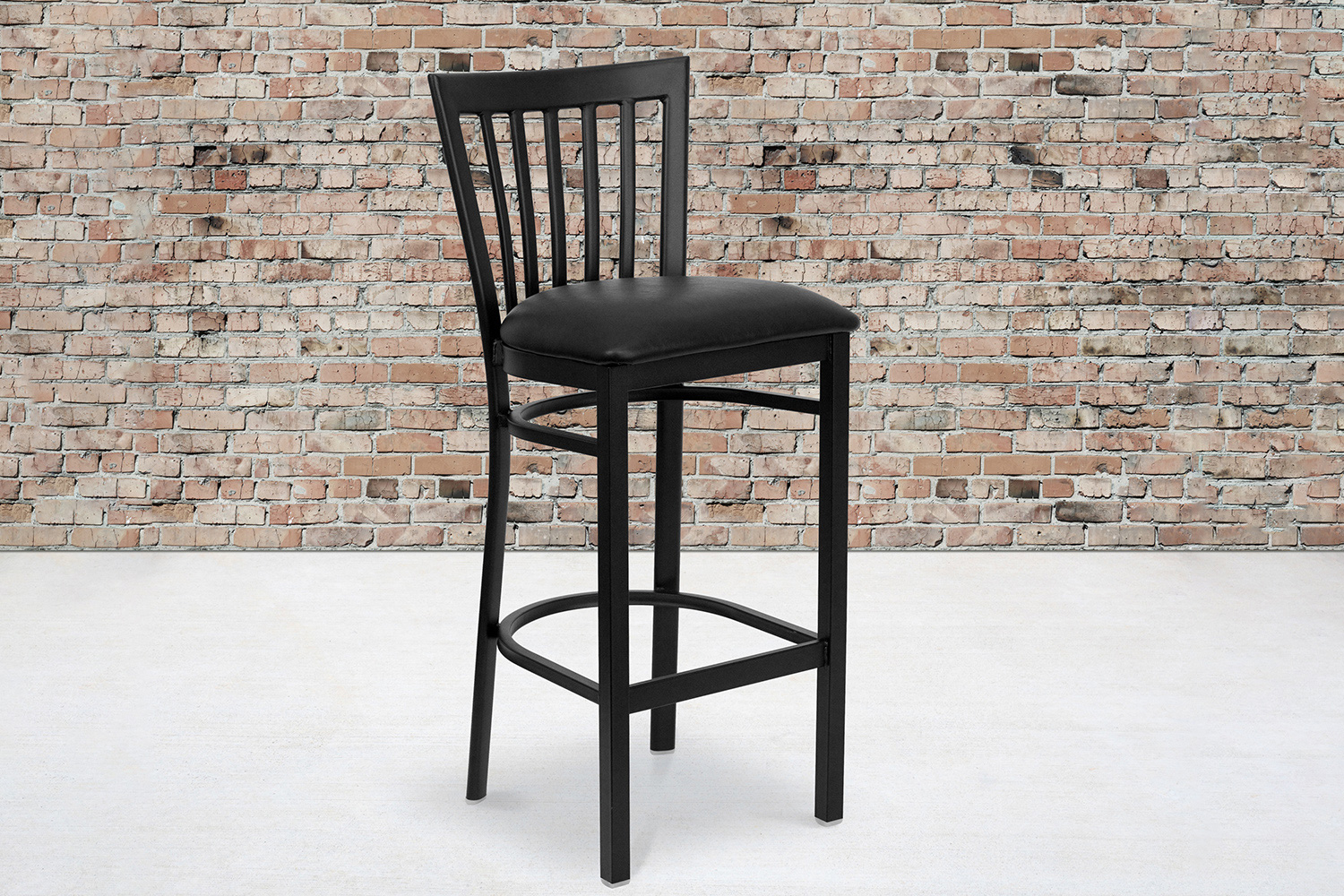 BLNK - HERCULES Series Black Metal School House Back Restaurant Bar Stool with Vinyl Seat