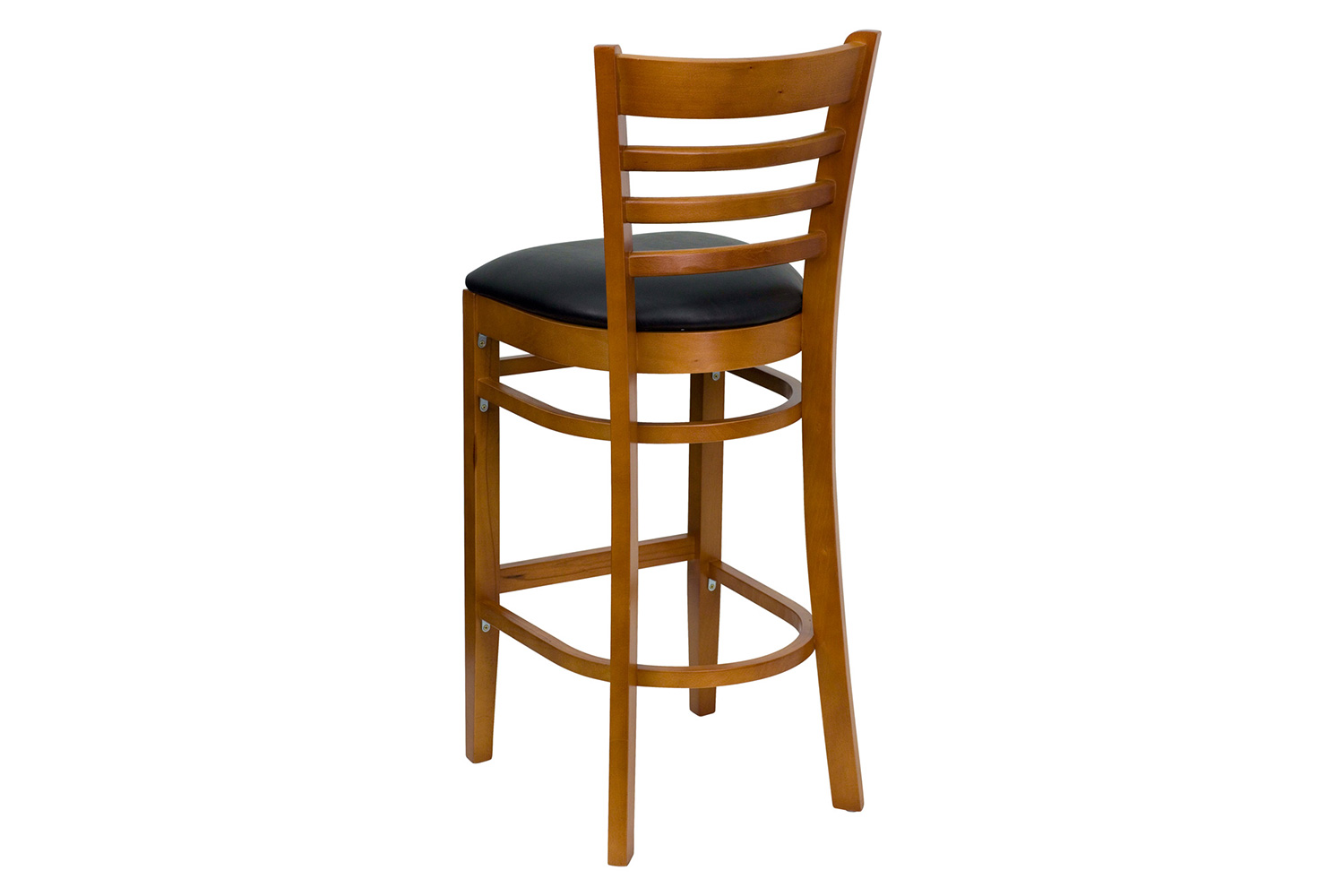 BLNK HERCULES Series Cherry Wood Ladder Back Restaurant Bar Stool with Vinyl Seat - Black