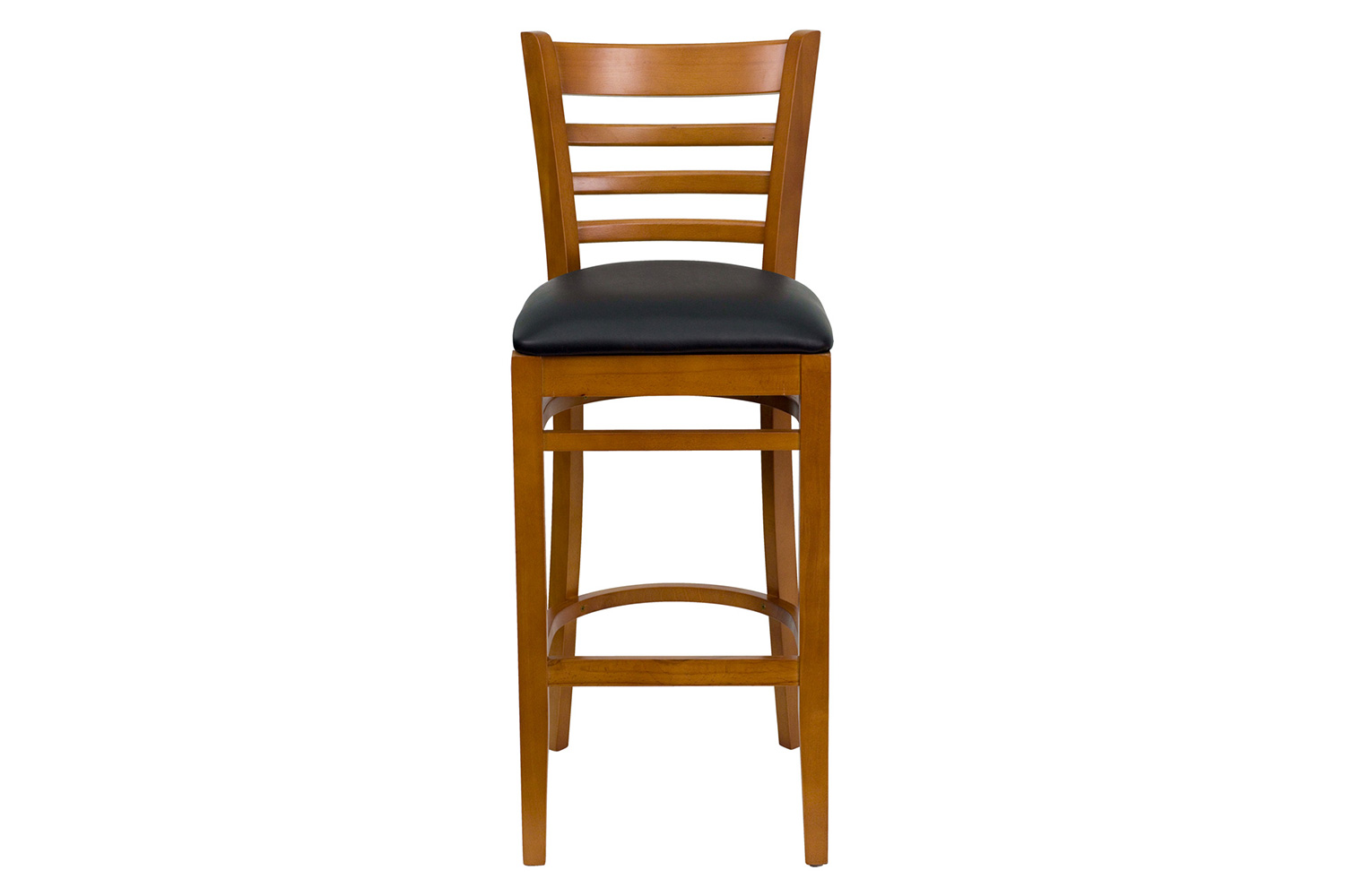BLNK HERCULES Series Cherry Wood Ladder Back Restaurant Bar Stool with Vinyl Seat - Black