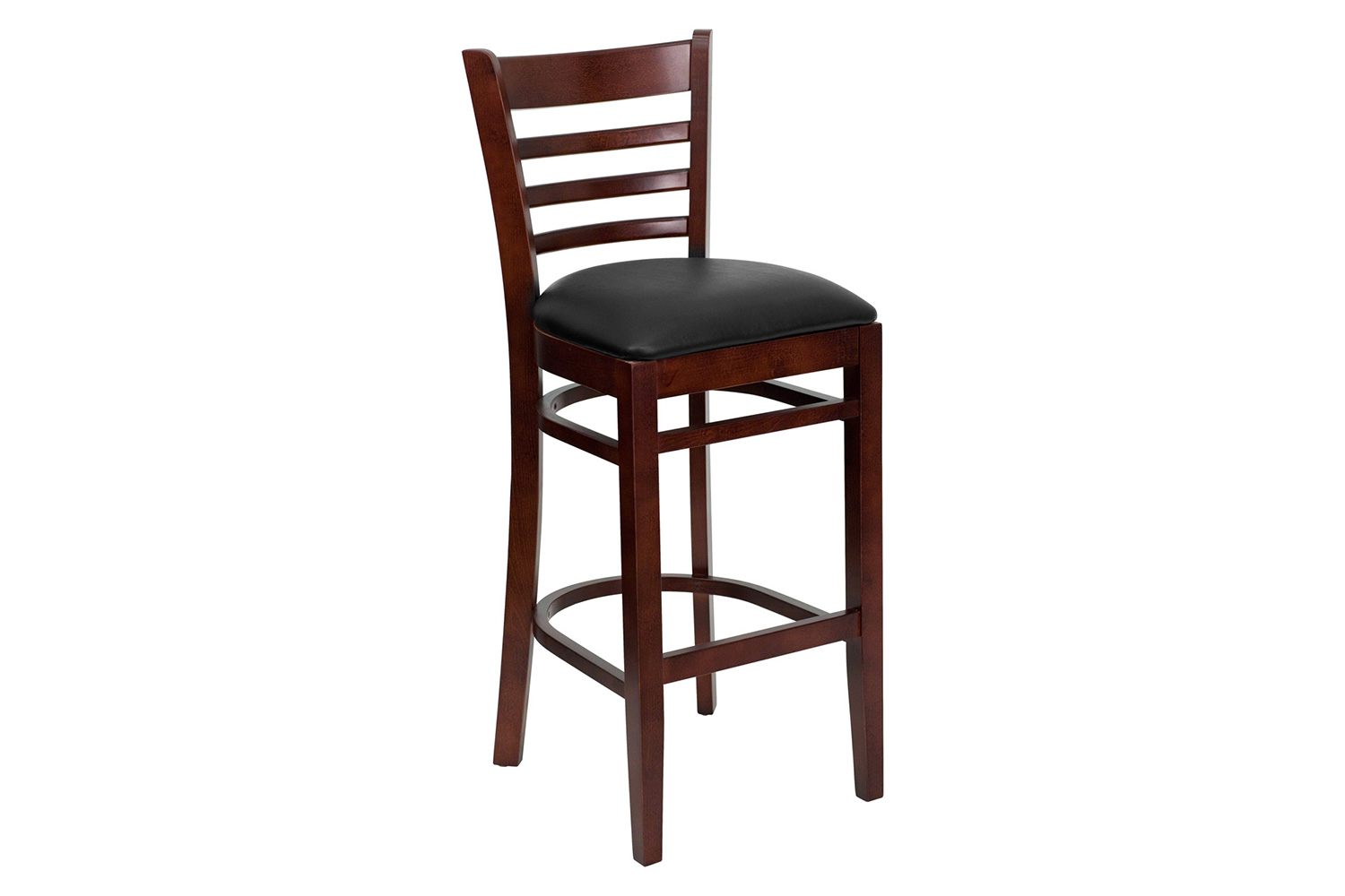 BLNK - HERCULES Series Mahogany Wood Ladder Back Restaurant Bar Stool with Vinyl Seat