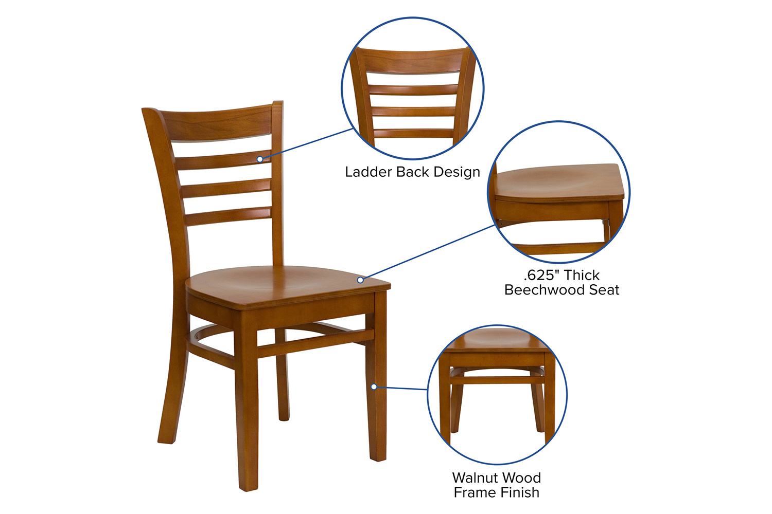 BLNK HERCULES Series Wood Ladder Back Restaurant Chair - Cherry
