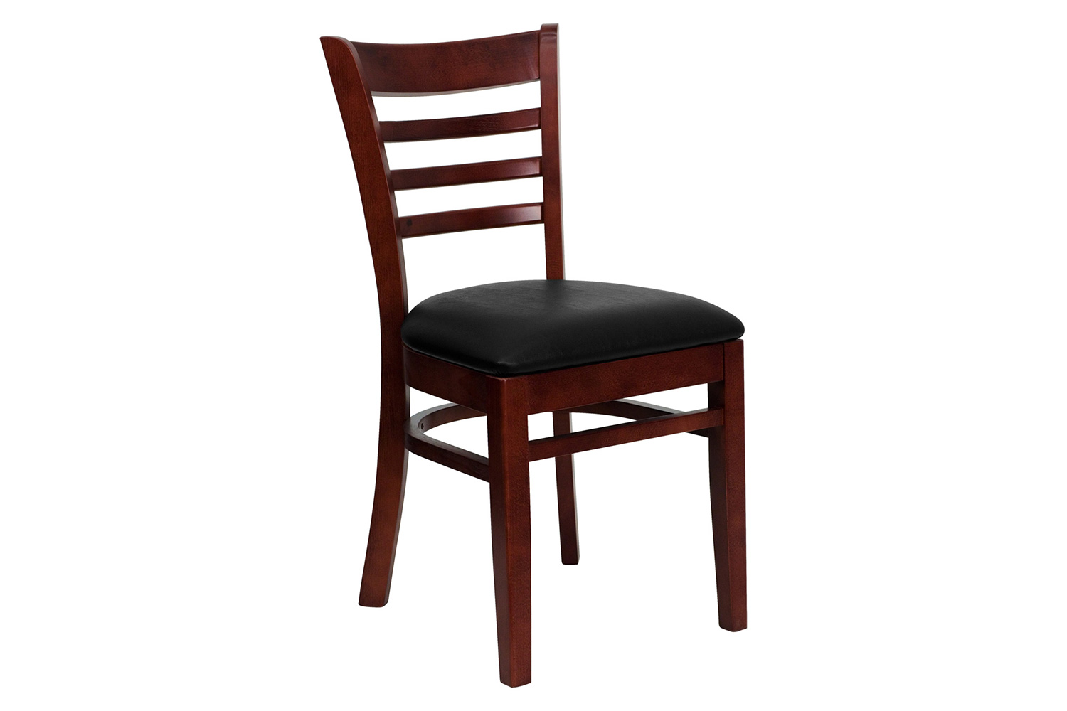 BLNK - HERCULES Series Mahogany Wood Ladder Back Restaurant Chair with Vinyl Seat