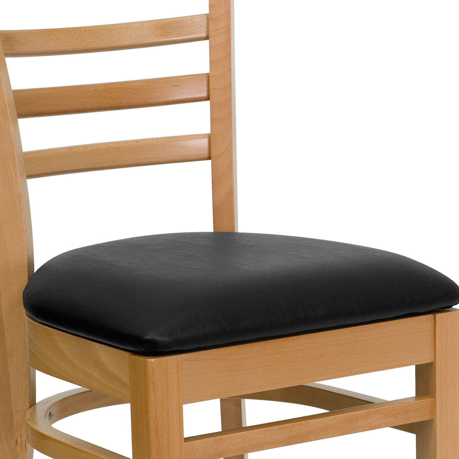 BLNK - HERCULES Series Natural Wood Ladder Back Restaurant Chair with Vinyl Seat