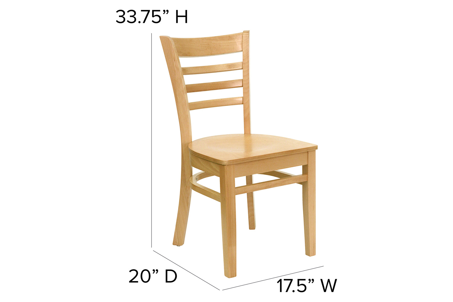 BLNK HERCULES Series Wood Ladder Back Restaurant Chair - Natural